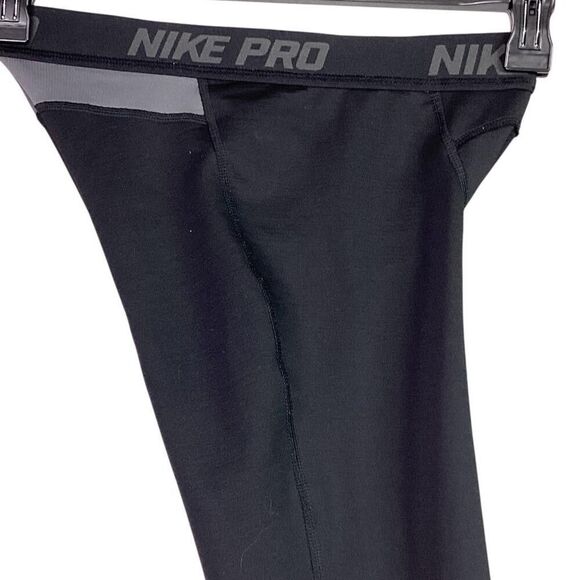 Nike Pro Compression Pants Youth/Boys L Black Gray Dri Fit Staight Leg Tights - Picture 4 of 7